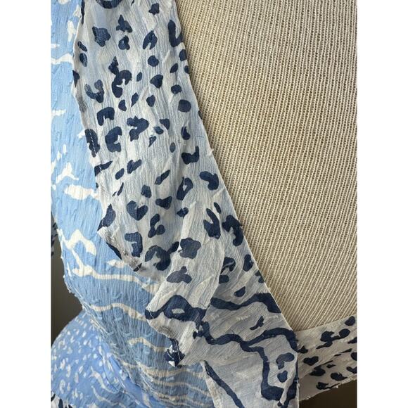 Tanya Taylor Bianka Silk Blend Wrap Dress Party Mini Leopard Short Sleeve Size 6 - Picture 13 of 16